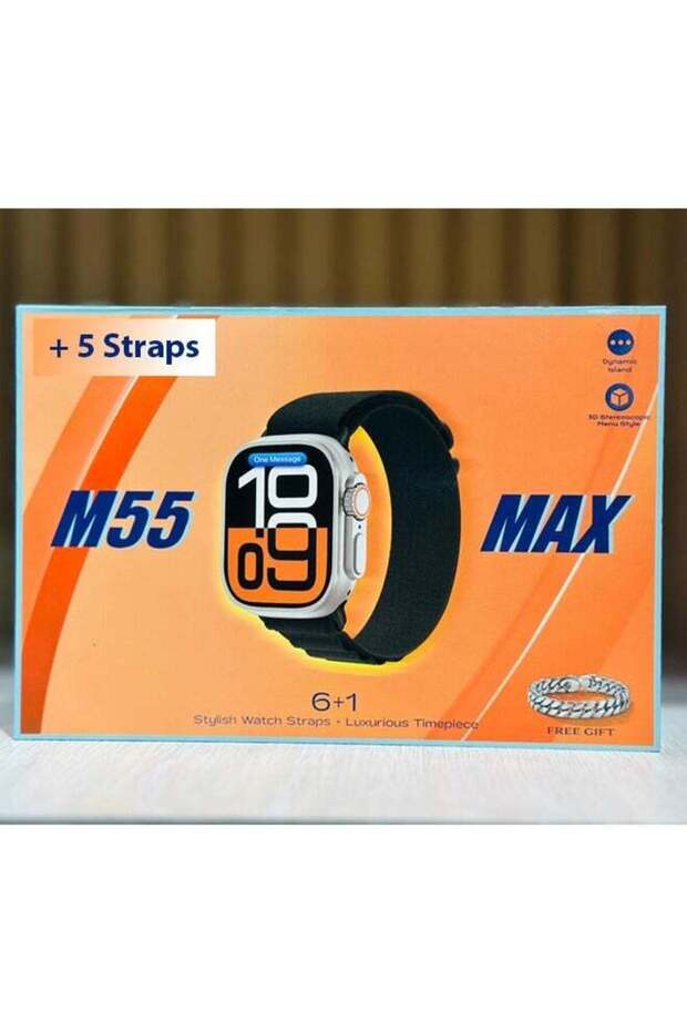 M55 Max Stylish Smart Watch With 5 Straps - 3