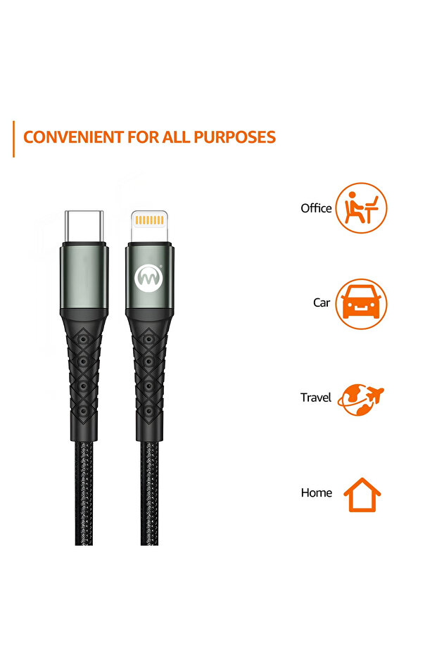 كابل بيانات Type C PD (DCPD2191) - شحن سريع 60 وات، 1.2 متر، مضفر من النايلون - 5