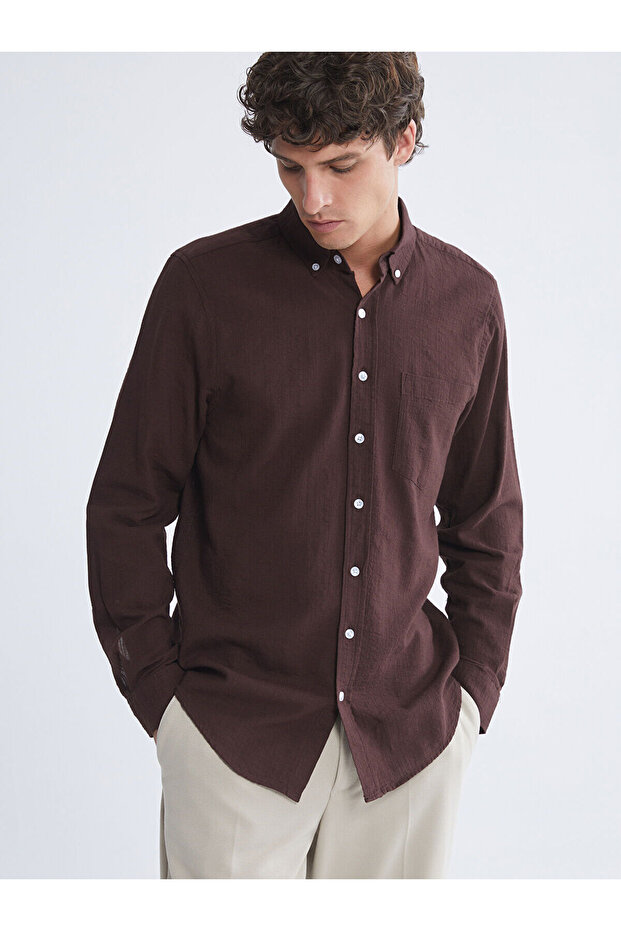 Vizyon New Season Regular Fit Long Sleeve Men's Textured Shirt