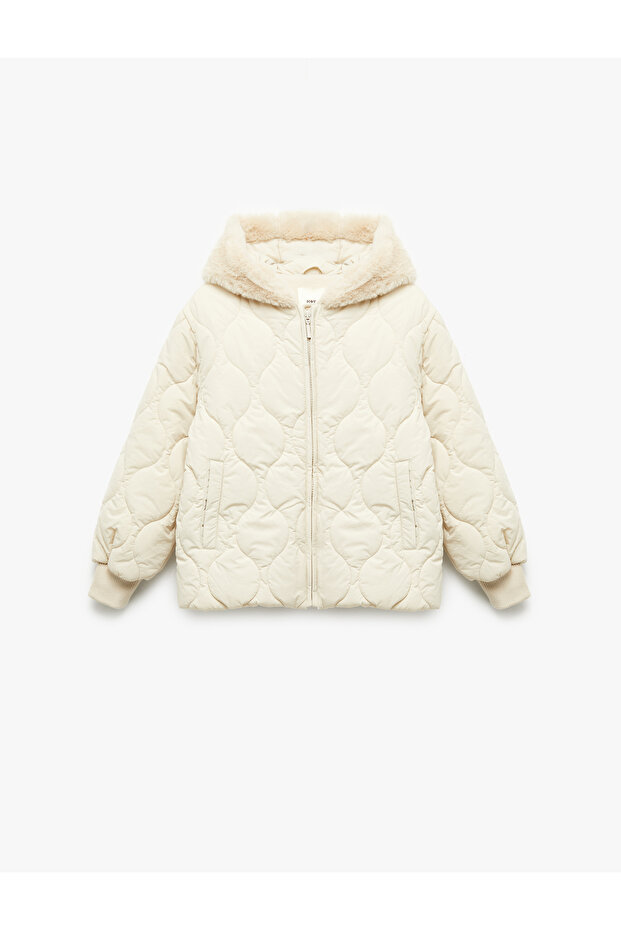 Long Sleeve Fleece Lined Zipper Quilted Hooded Coat
