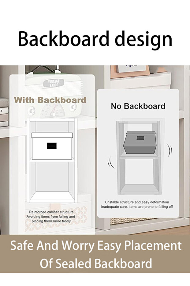 6 Cube Wooden Bookcase with Back Panel, Bookshelf and Cube Storage Organizer - 5