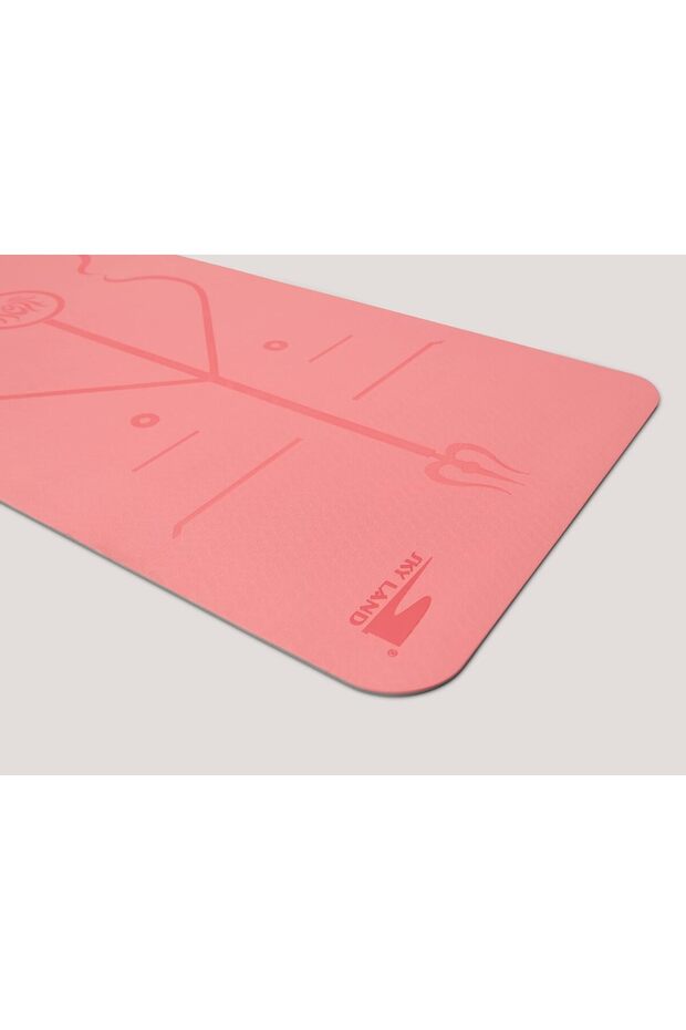 Double Layer TPE Yoga Mat EM-9351-R Non-Slip 6mm with Alignment Marks Pink Grey - 4