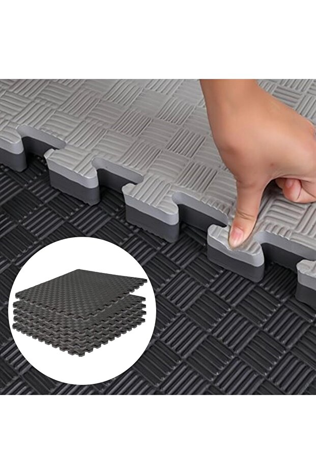 EVA Interlocking Mat EM-9346 5pcs High-Density Foam Tiles Black & Gray 104x104cm