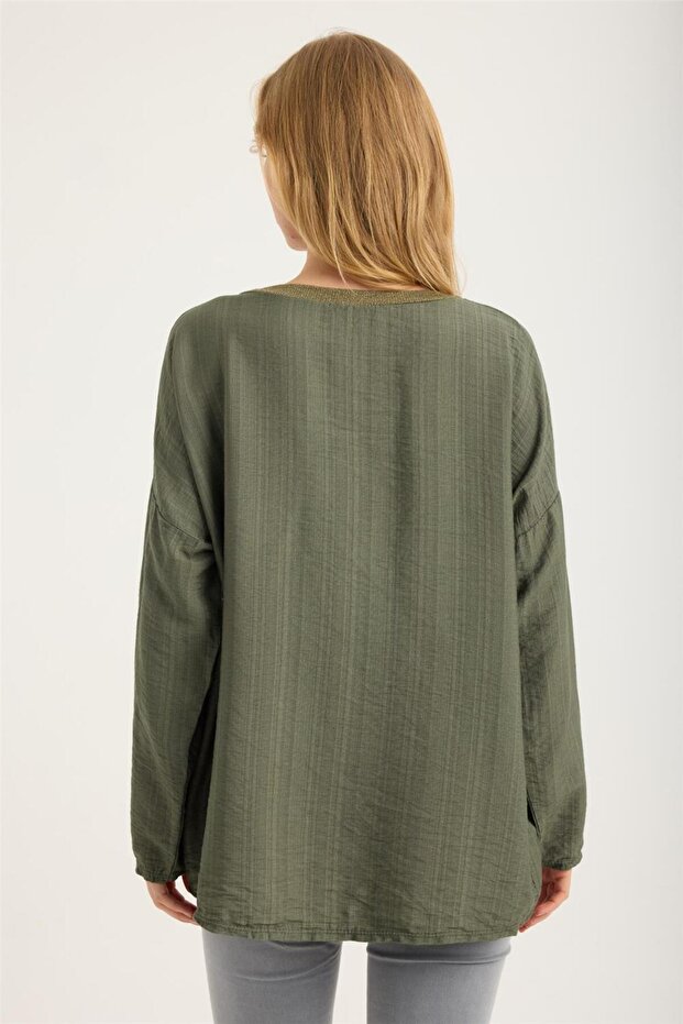 Simli V Yaka Bluz - 5