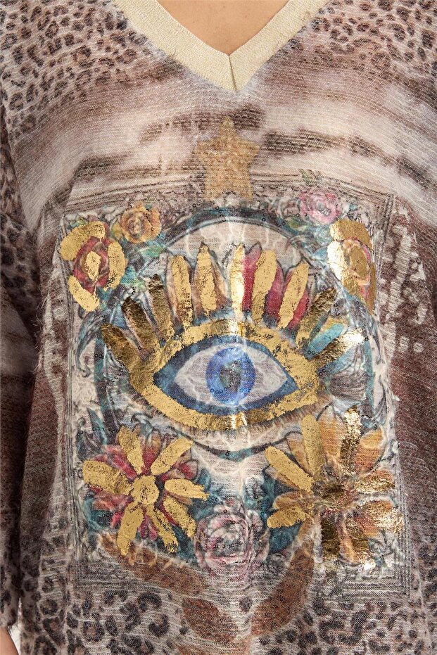 بلوزة ليو ديزينجلي فاراك مطبوع V - 4