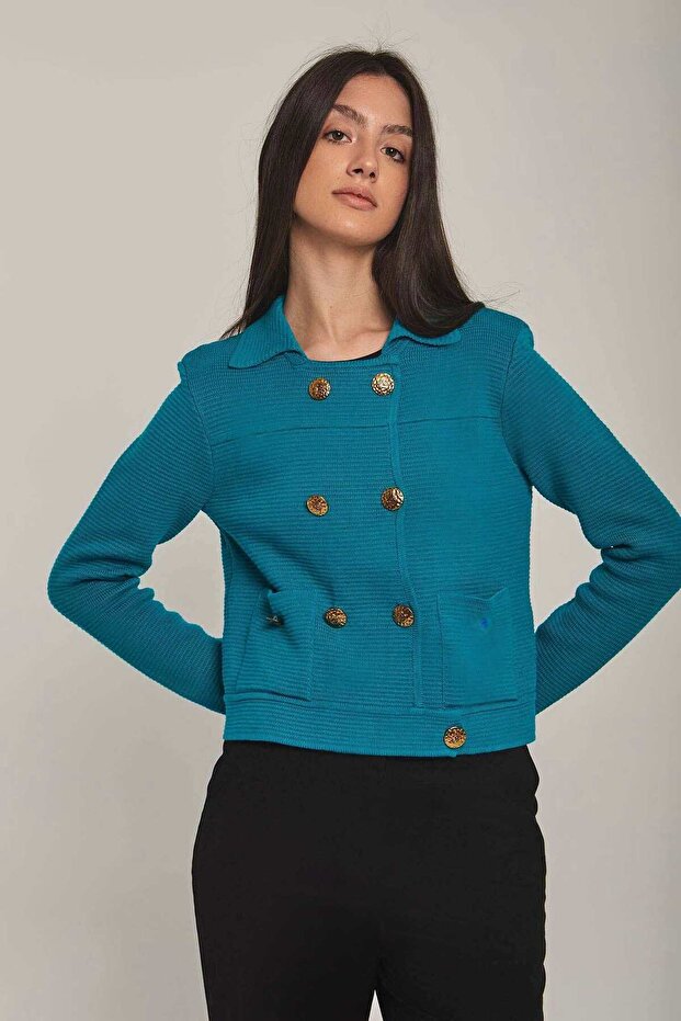 Woven Button-Front Jacket - 1