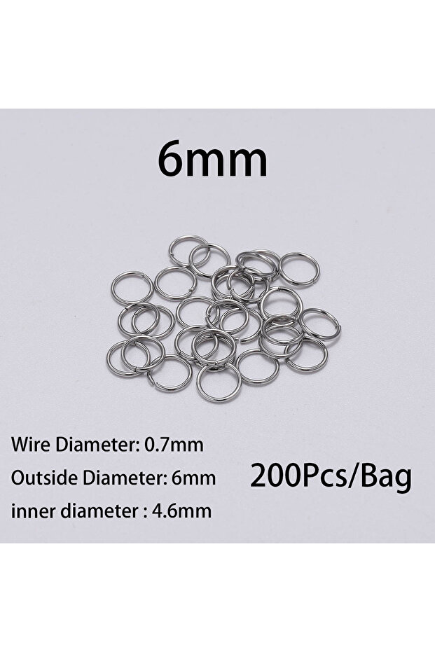 0.7 x 6mm 200pcs 30-200Pcs 3-25mm Stainless Steel Split Ring Open Single Loops Jump Rings Connector