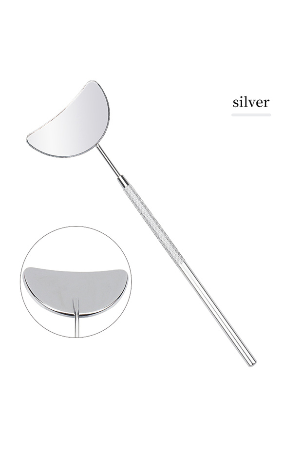 silver lash mirror 1pcs Eyelash Extension Inspect Mirror Moon Shaped Detachable Stainless Steel Lash