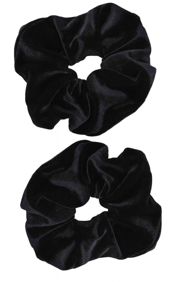 2 Pieces Quality Velvet Large Size Black Scrunchie Rubber Buckle Women's Hair Accessory