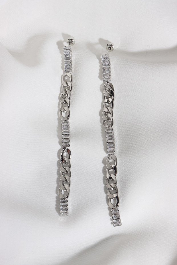 Zincir Sallant Silver Evening Dress