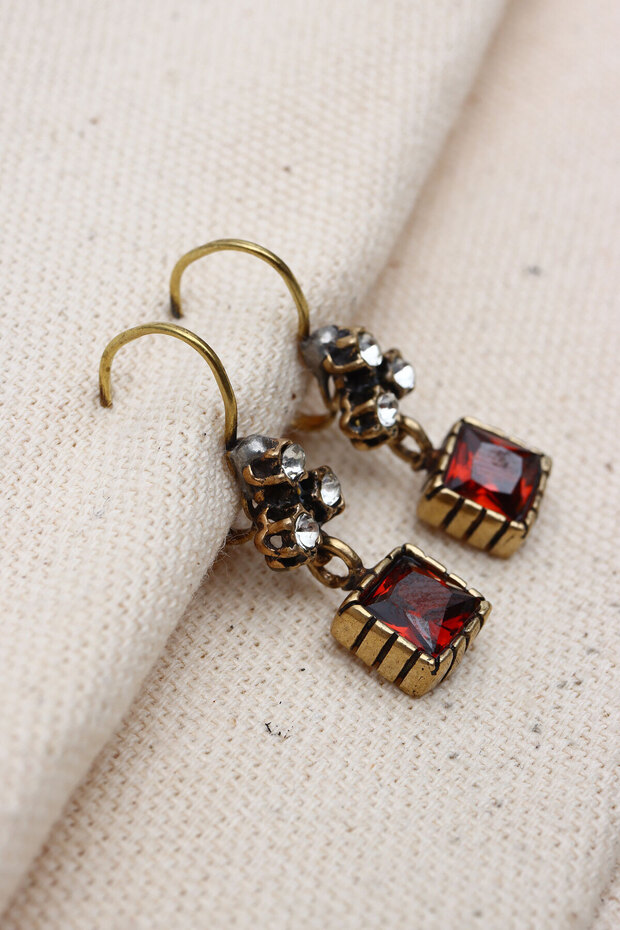 أقراط متدلية أصلية مرصعة بالأحجار الكريمة - 2