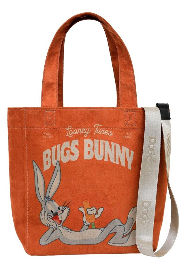 Women's Vegan Orange Large Tote Bag - Warner Bros. Red Hot Bunny Design