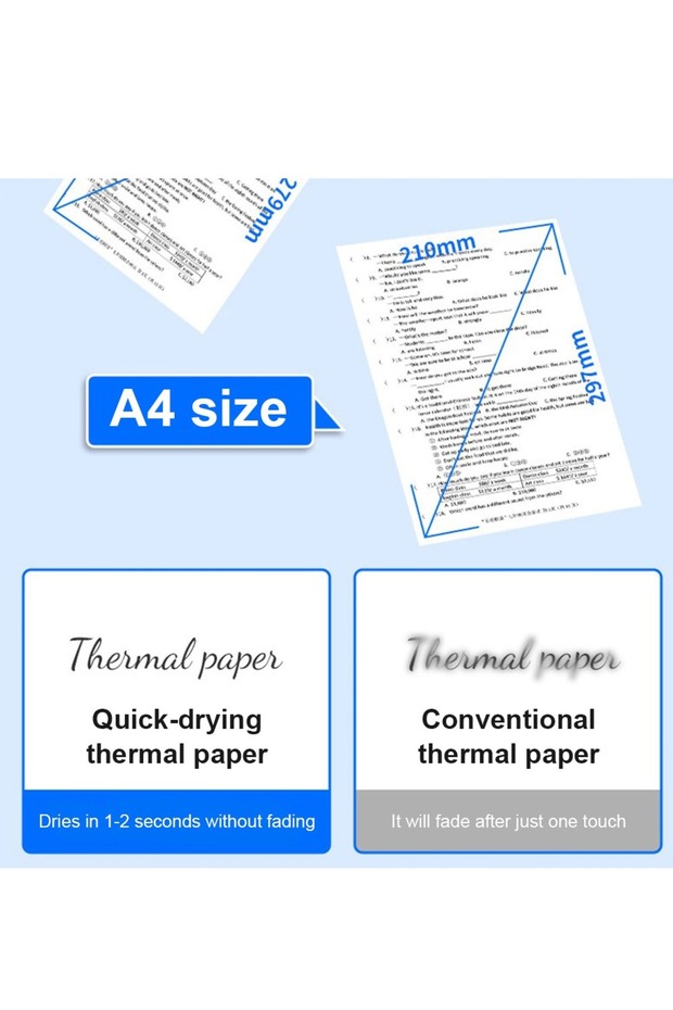 A4 Portable Bluetooth Thermal Printer with APP Control - Fast Inkless Printing for Mobile & Computer - 4