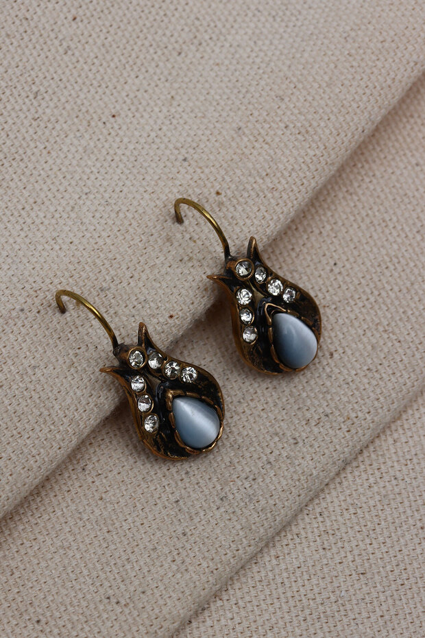 أقراط أصلية من الحجر الرمادي - 1