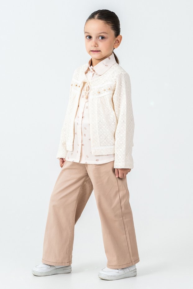 Girl's 3-Piece Set with Tie Collar - 26K 4499