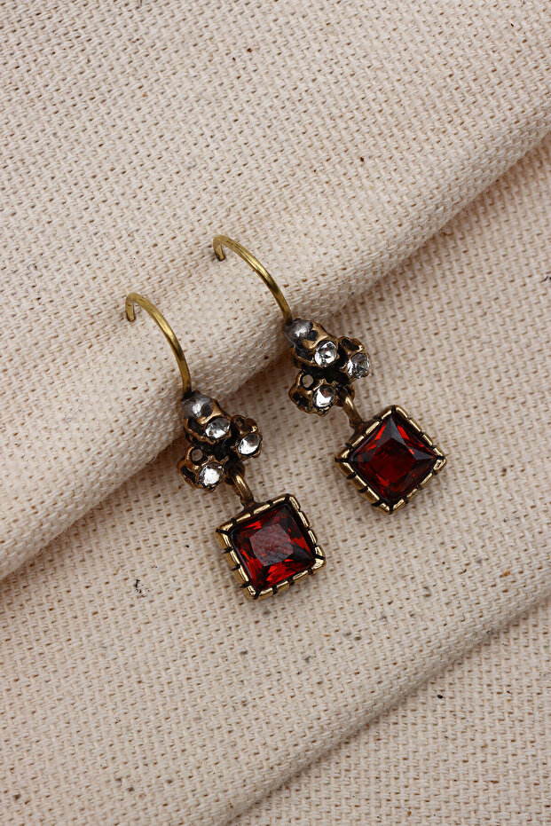 أقراط متدلية أصلية مرصعة بالأحجار الكريمة - 1