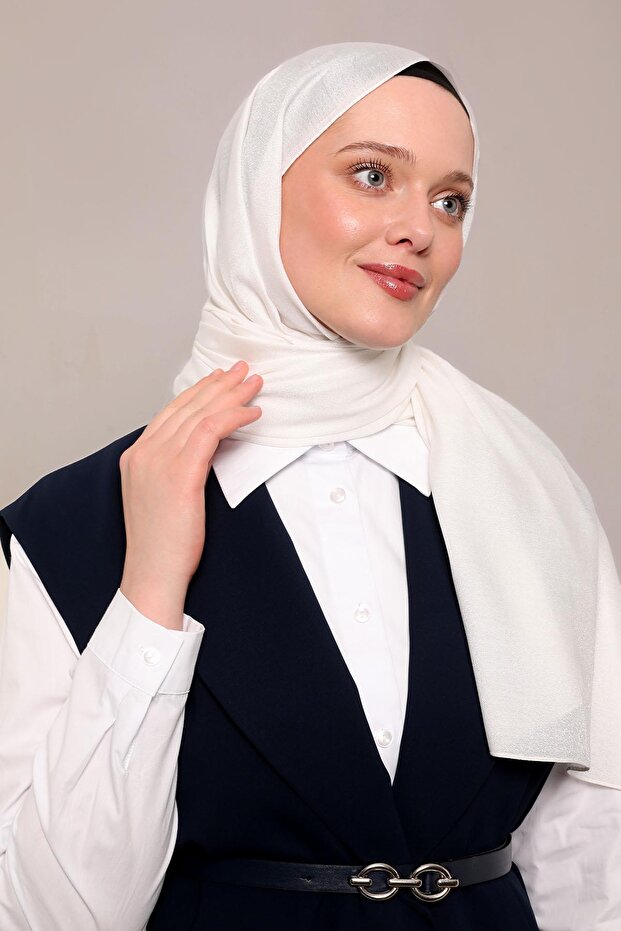 Ekru Simli Bodrum Şal - 2