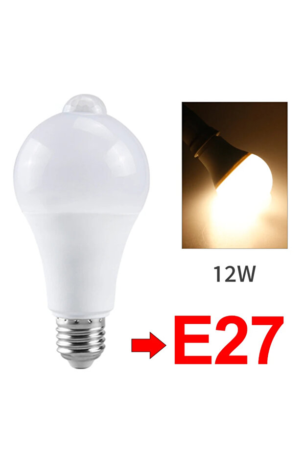 مصباح LED ذكي يعمل بمستشعر حركة PIR، أبيض دافئ، بقوة 12 واط، قاعدة E27، من GGBEE، بجهد 110 فولت و220 فولت، يعمل بجهد 12 أو 18 واط.