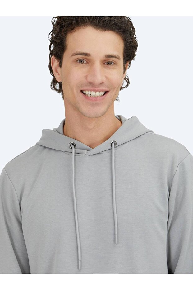 Gri Kapüşonlu Sweatshırt - 4
