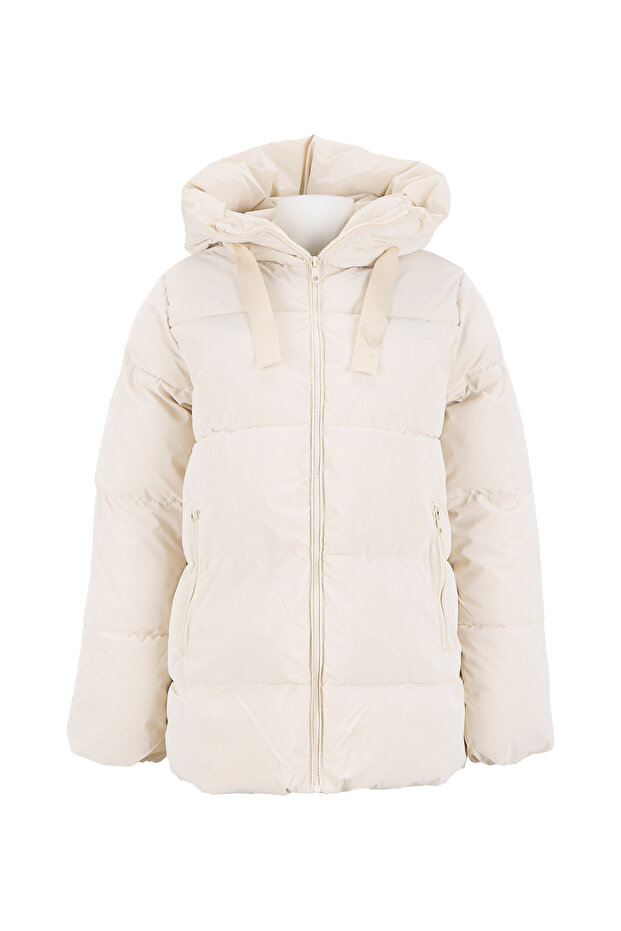 معطف نسائي كريمي ONLECE PUFFER COAT CS OTW