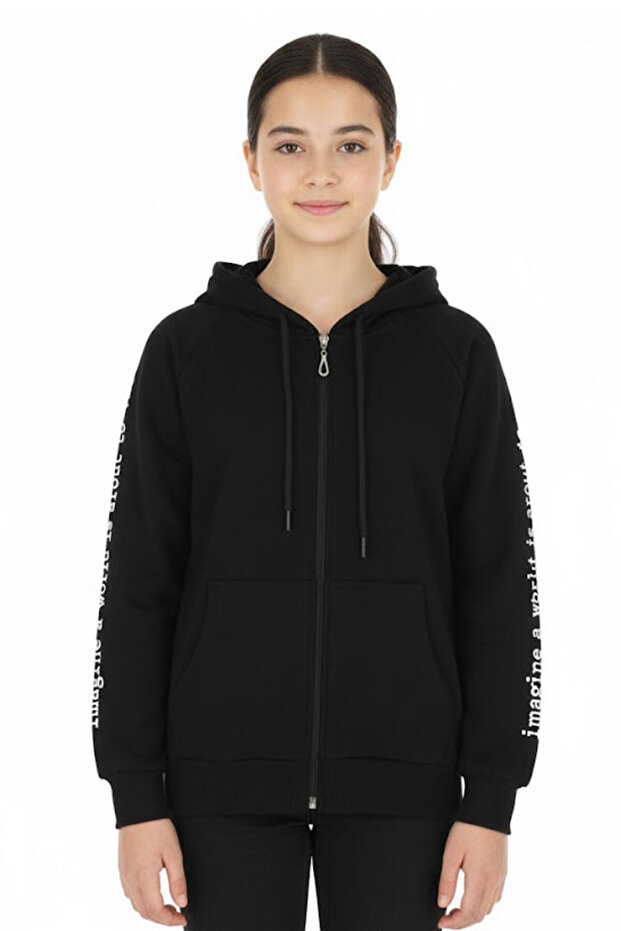 Girls' Cardigan 2 Yarn Fleece-Lined