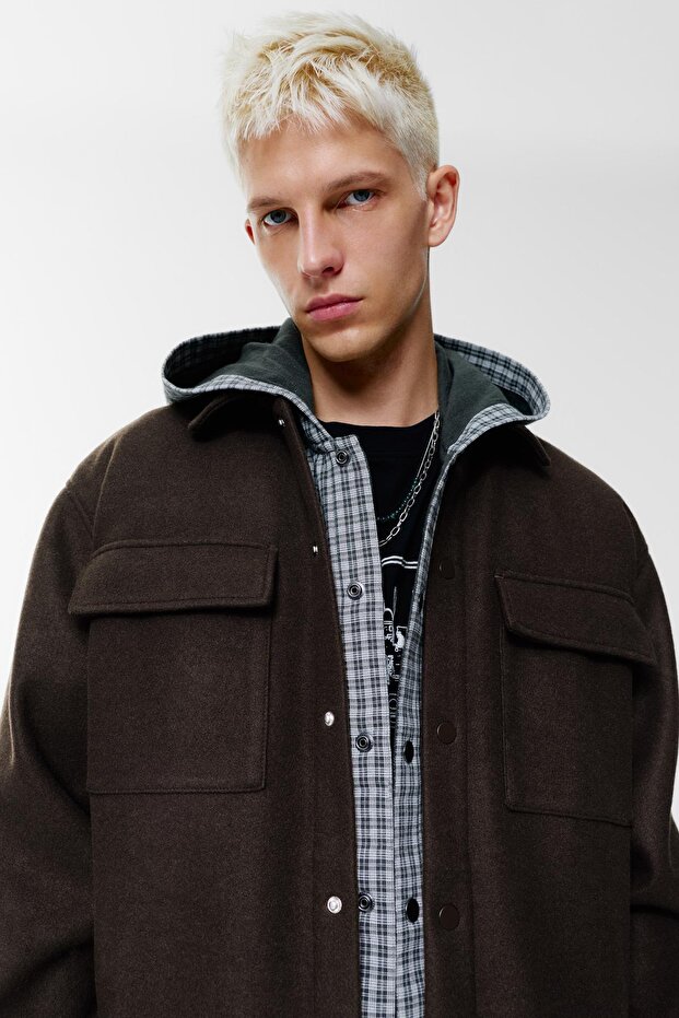 Cepli yünlü ince ceket - 6