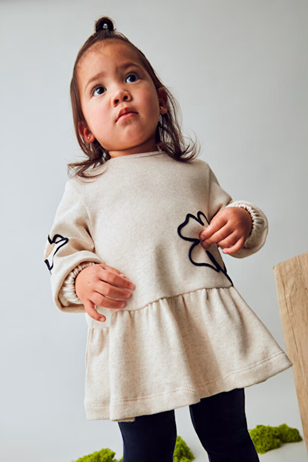 2917-48-Bej Dress 1/3 Year Old