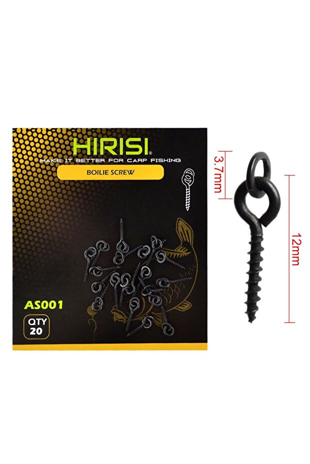 AS001 20 piece Carp Fishing Boilie Screw with Solid Ring Bait Tool Chod Rigs Fishing Tackle