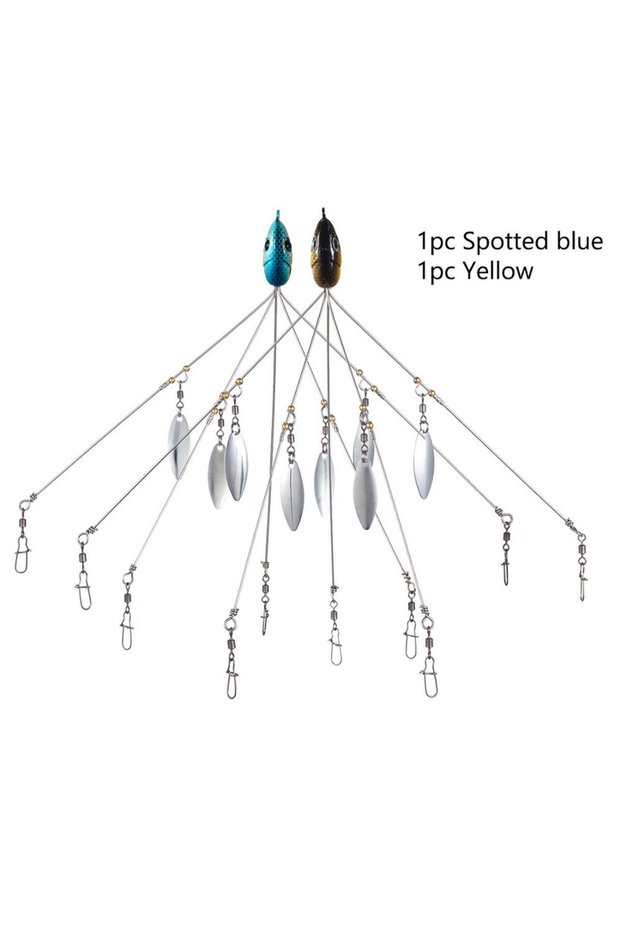 Spotted blue Y Bassdash Umbrella Fishing lure Rig 5 Arms Alabama Rig Head Swimming Bait Bass Fishing