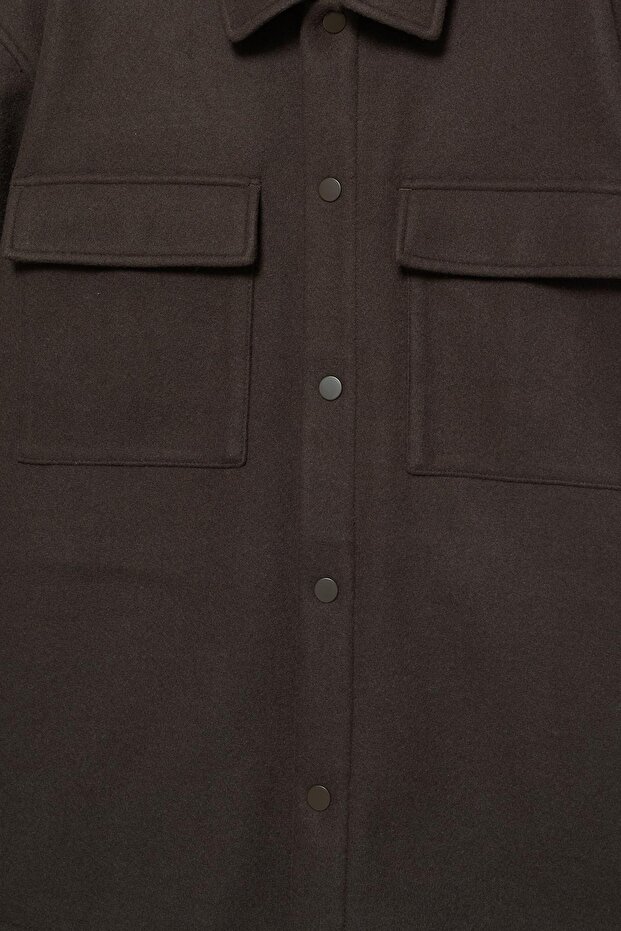 Cepli yünlü ince ceket - 8