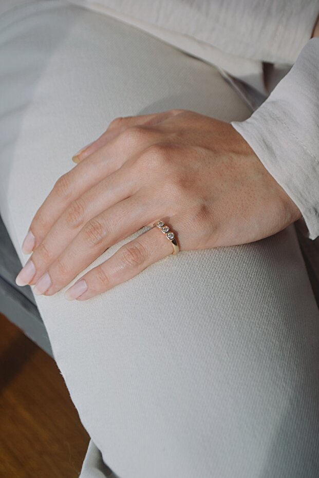 3 Dots Gold Little Finger Ring