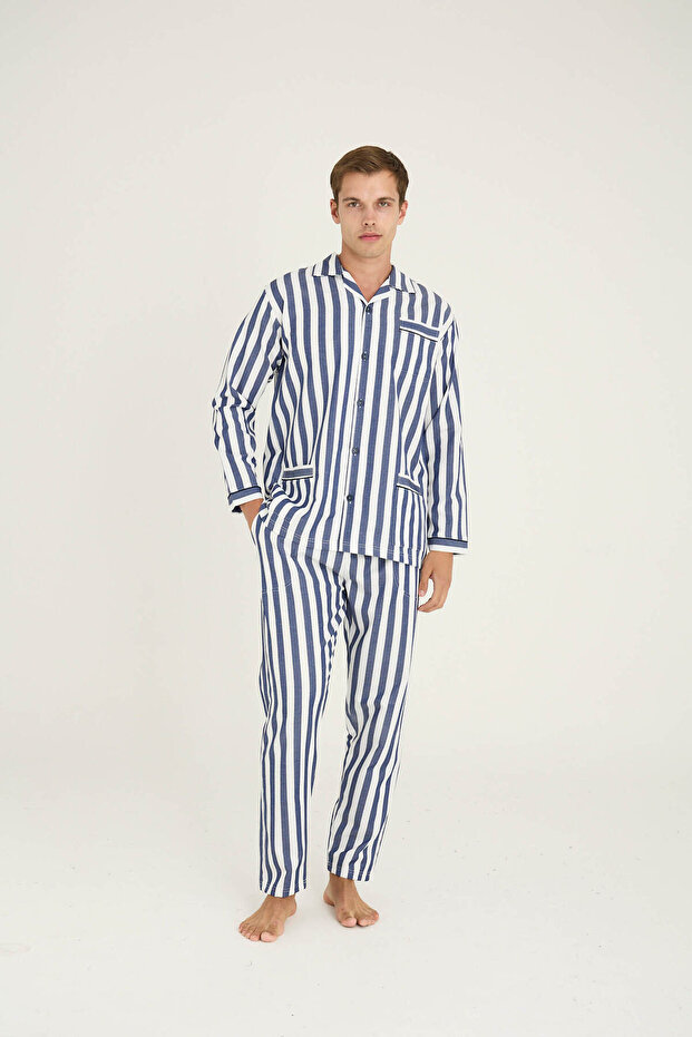 Σετ Πιτζάμες Gaffur με ρίγες Oversize - 8