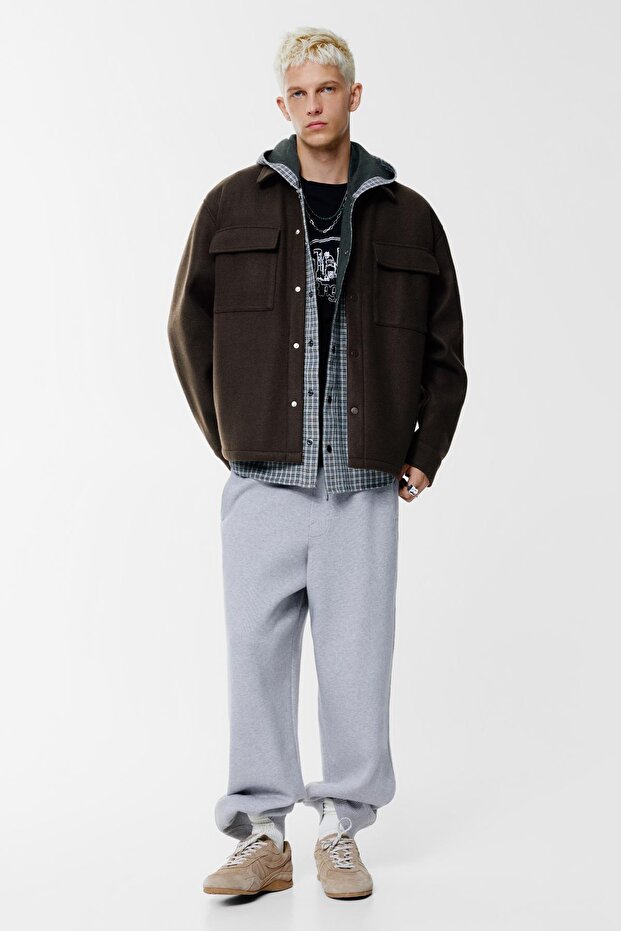 Cepli yünlü ince ceket - 2