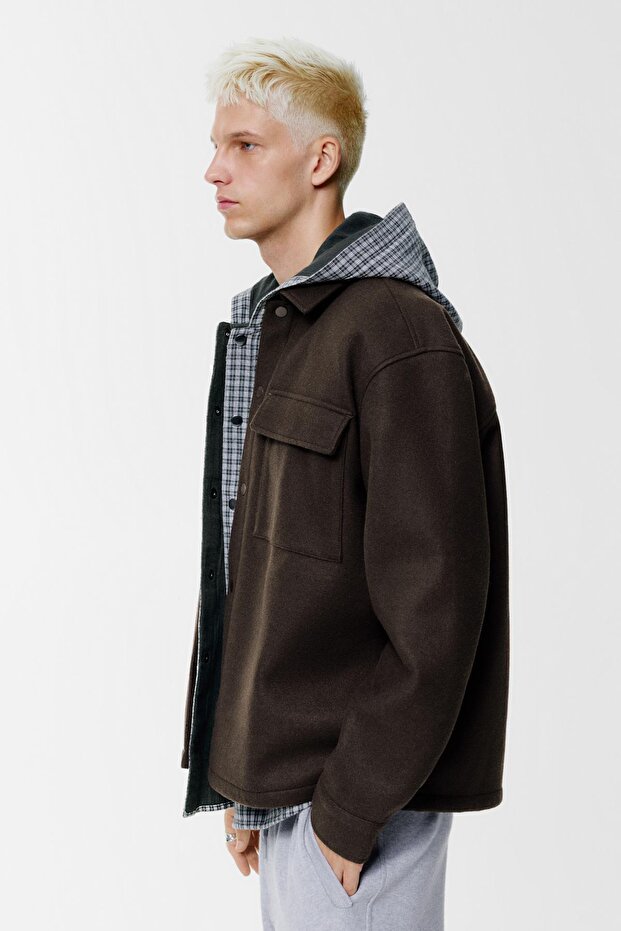 Cepli yünlü ince ceket - 4