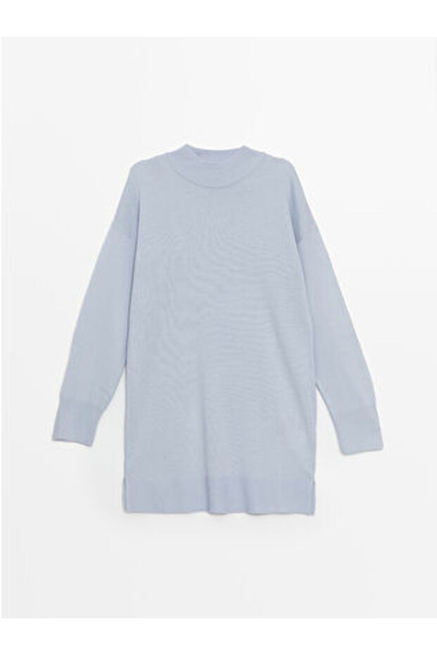 LCW ModestMavi Kadın Yarım Balıkçı Yaka Düz Triko Tunik - 5