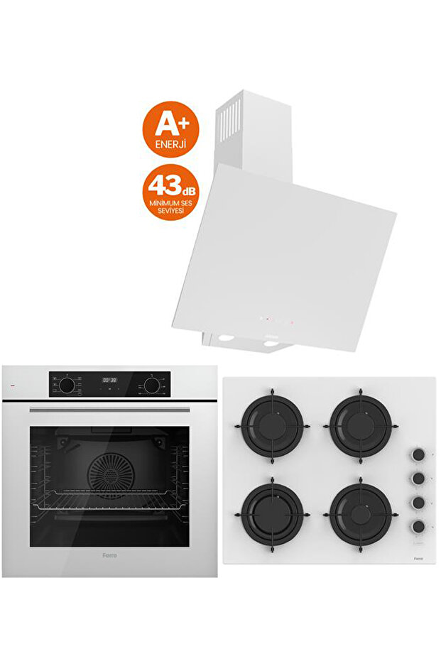 WHITE PLUS SERİSİ 3LÜ CAM ANKASTRE SET (QBL63CB-CS206-D078SA) - 1