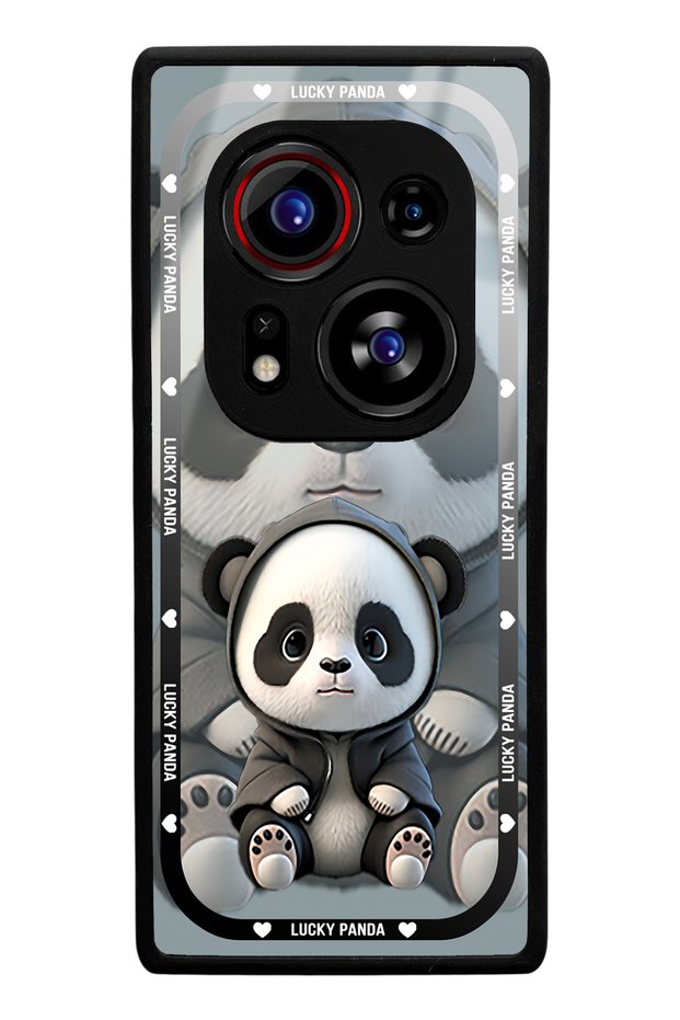 حافظة هاتف لامعة متوافقة مع هاتف Tecno Phantom X2 Pro بتصميم White Lucky Panda