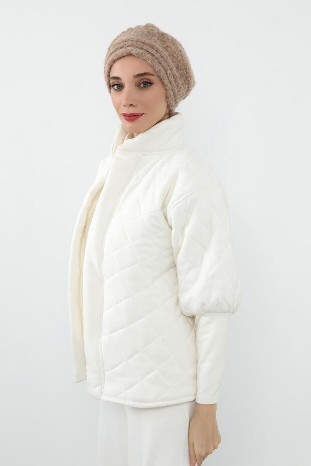Pleated Winter Furry Cashmere Women's Bonnet, B-98Tk, Stone
