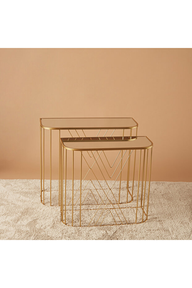 طقم طاولة وحدة تحكم مستطيلة الشكل مع سطح مرآة من قطعتين - 2