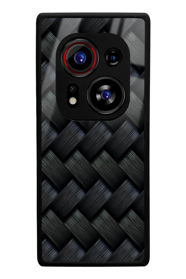 حافظة هاتف لامعة بتصميم شبكي أسود متوافقة مع هاتف Tecno Phantom X2 Pro