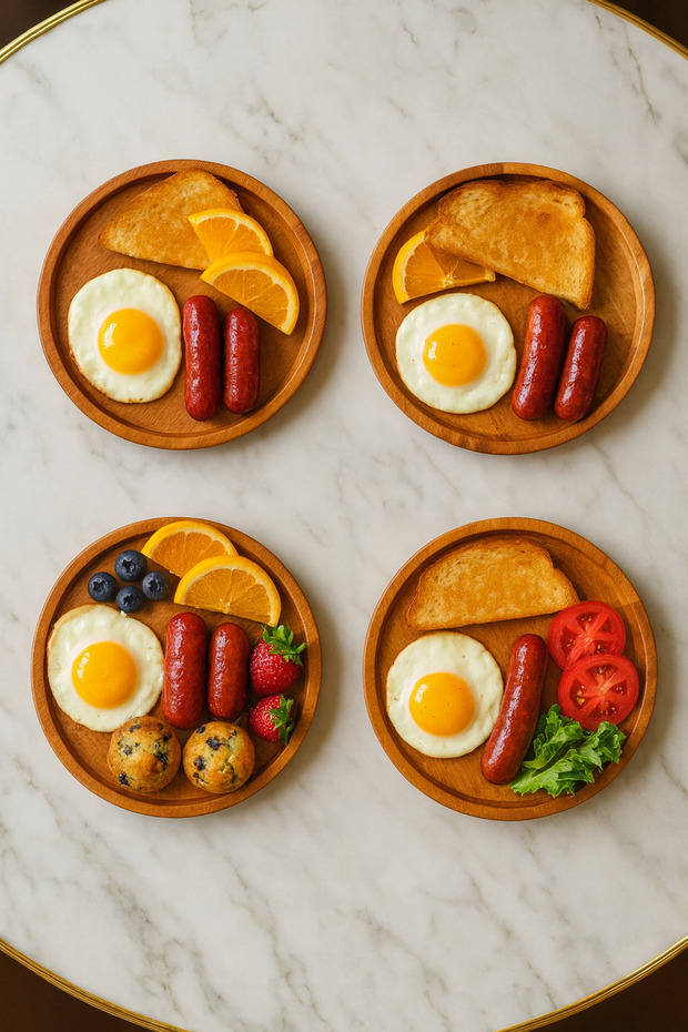 Luvo Wooden 4-Piece Breakfast Set, Breakfast Utensils, Serving Tray (1St Grade Quality Beech Wood)