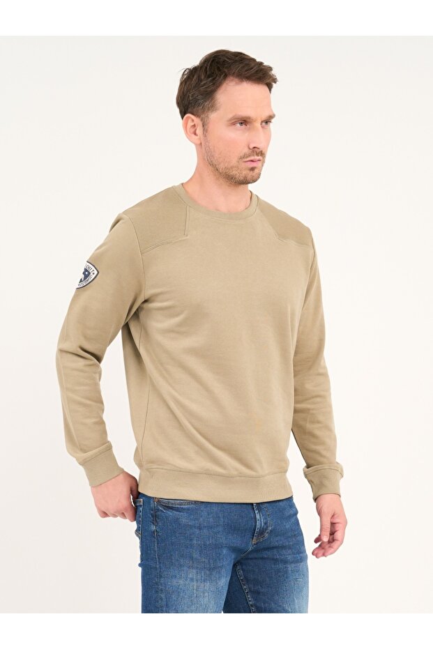 Men's solid-colored sweatshirt with logo details - 1