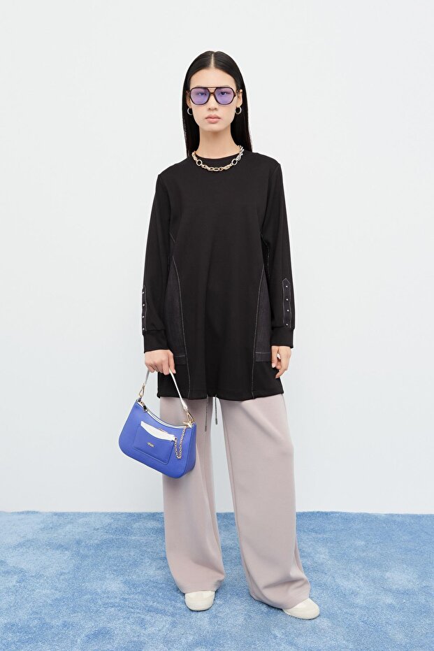 Rahat Kalıp Örme Çelik Sweat Siyah - 1