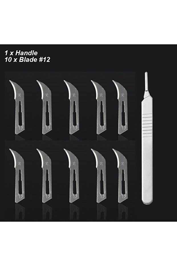 Blade No12 Handle Scalpel Blades Handle Thick Long Carbon Steel Carving Metal Office Surgical Statio