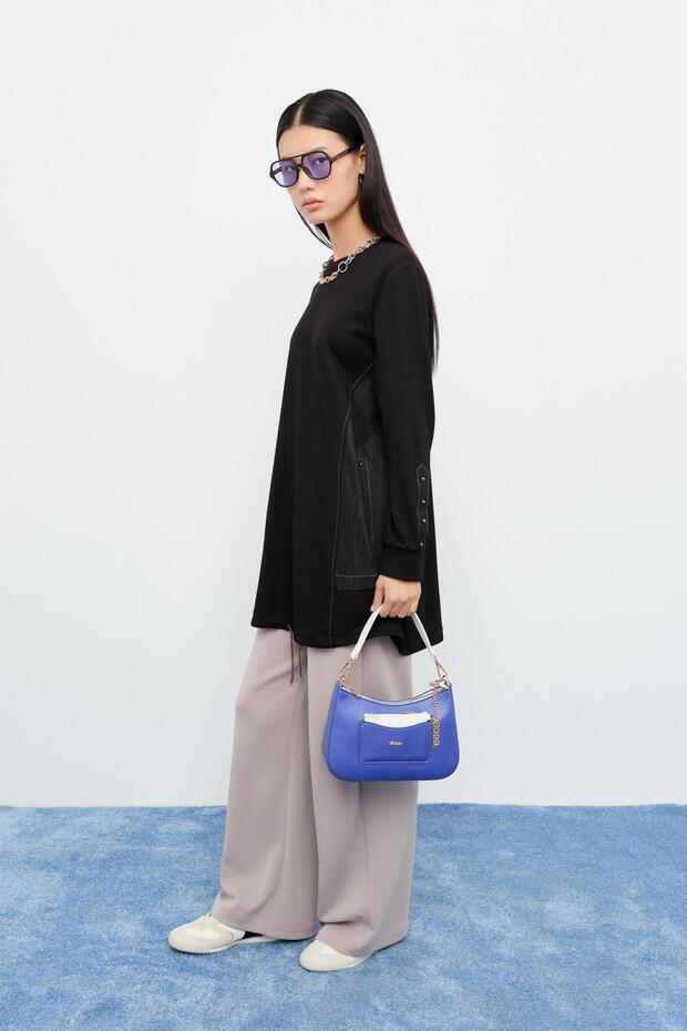 Rahat Kalıp Örme Çelik Sweat Siyah - 2