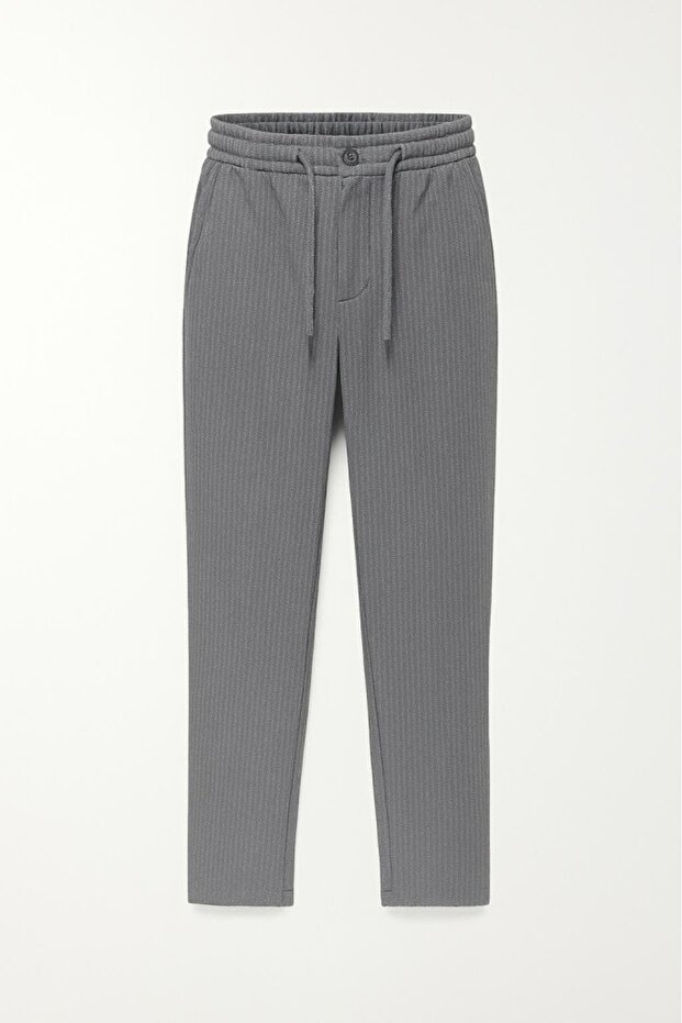 Men's Smoked Gray Pants Sports Pants with Elastic Waist