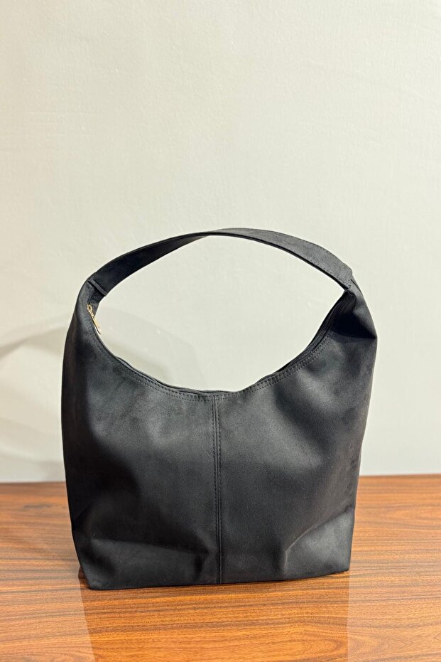 Suede Shoulder Bag - Black