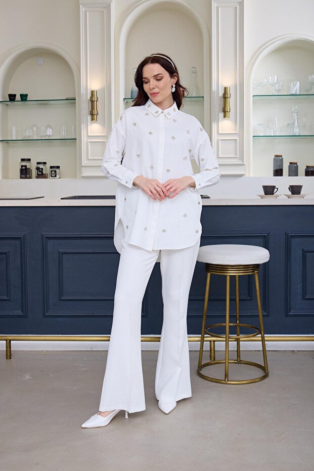 YENİ MOODBASİC KADIN DAĞINIK TAŞLI GÖMLEK MA11.03 - 2