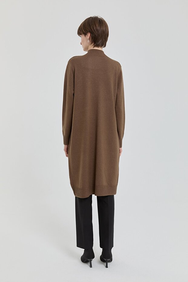 Serpme Payetli Fitilli Triko Tunik Kahve - 4