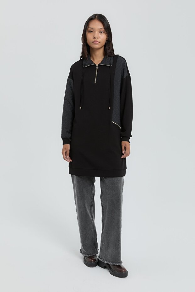 Kapitone Garnili Sweat Siyah - 3